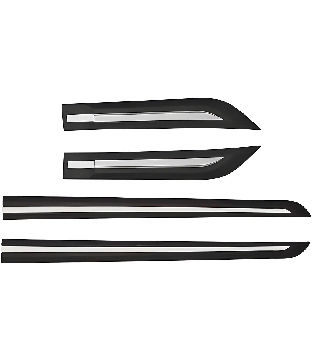 Set of black body side mouldings with a chrome line
